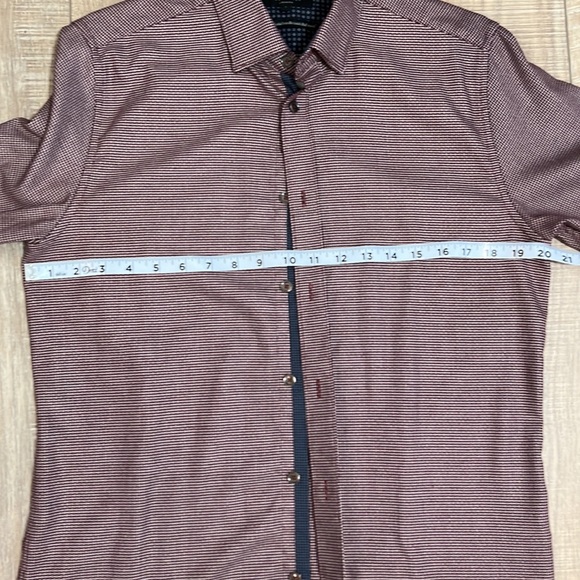 Mens Ted Baker London Long Sleeve Button Up Maroon and White Contrast Trim SZ 3 - Picture 6 of 11